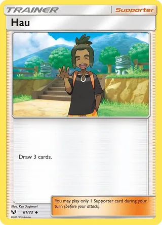 Hau #61 · Shining Legends Pokémon card