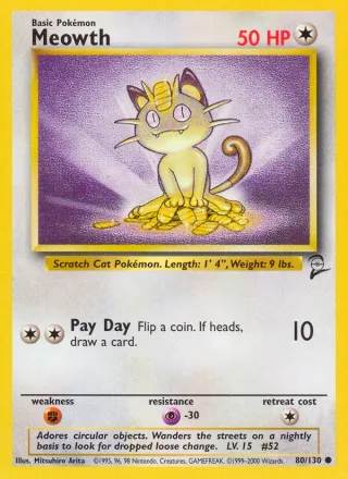 Meowth #80 · Base Set 2 Pokémon card