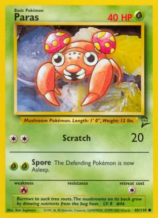 Paras #85 · Base Set 2 Pokémon card