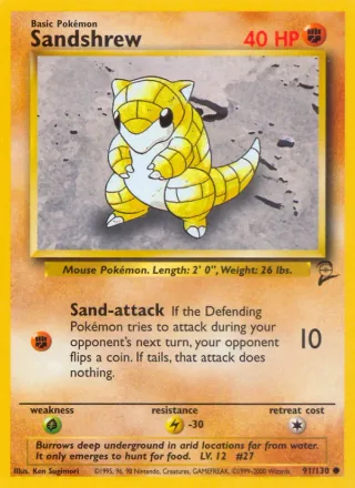 Sandshrew #91 · Base Set 2 Pokémon card