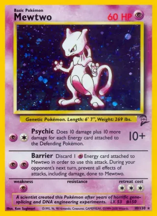 Mewtwo #10 · Base Set 2 Pokémon card