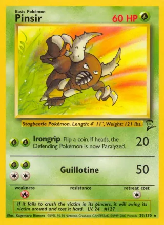 Pinsir #29 · Base Set 2 Pokémon card