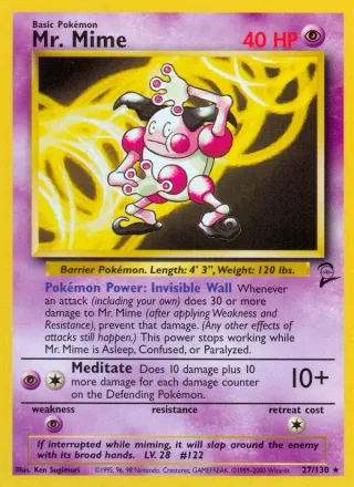 Mr. Mime #27 · Base Set 2 Pokémon card