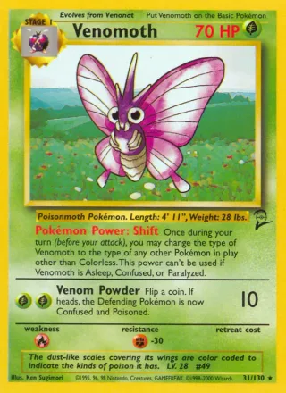 Venomoth #31 · Base Set 2 Pokémon card