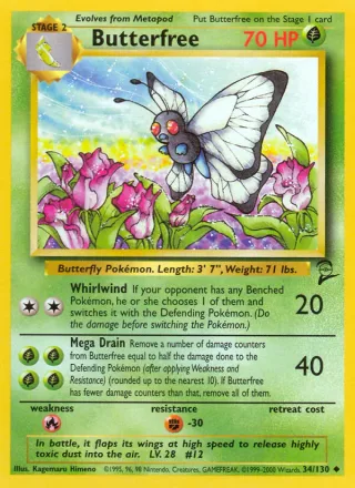 Butterfree #34 · Base Set 2 Pokémon card