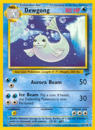 Dewgong #36 · Base Set 2 Pokémon card