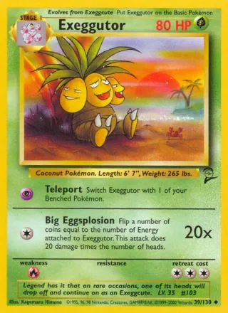 Exeggutor #39 · Base Set 2 Pokémon card