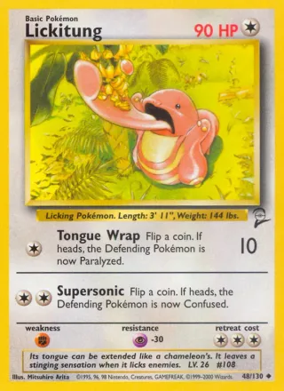 Lickitung #48 · Base Set 2 Pokémon card