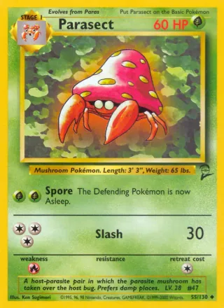 Parasect #55 · Base Set 2 Pokémon card