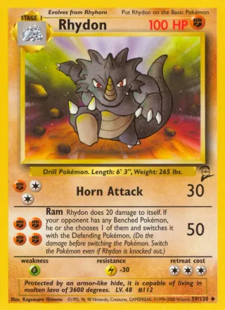 Rhydon #59 · Base Set 2 Pokémon card