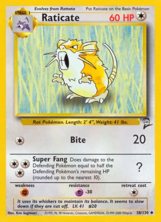 Raticate #58 · Base Set 2 Pokémon card