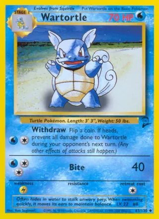 Wartortle #63 · Base Set 2 Pokémon card