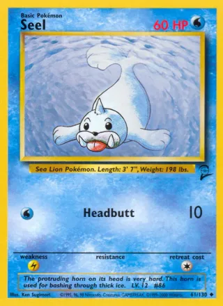 Seel #61 · Base Set 2 Pokémon card