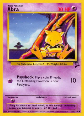 Abra #65 · Base Set 2 Pokémon card