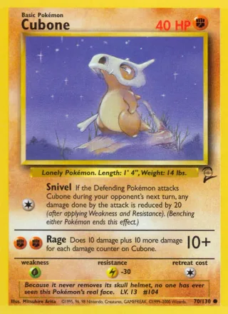 Cubone #70 · Base Set 2 Pokémon card