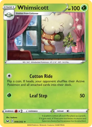 Whimsicott #6 · Sword & Shield Pokémon card