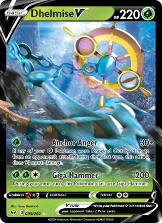 Dhelmise V #9 · Sword & Shield Pokémon card