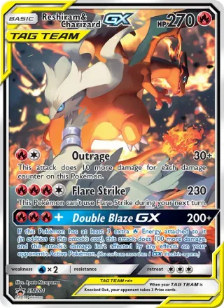 Reshiram & Charizard GX #SM201 · SM Black Star Promos Pokémon card