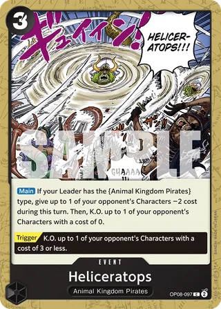 Heliceratops #OP08-097 · Two Legends Pre-Release Cards One Piece card