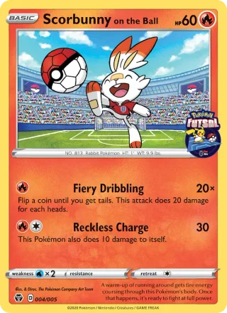 Scorbunny on the Ball #4 · Pokémon Futsal 2020 Pokémon card