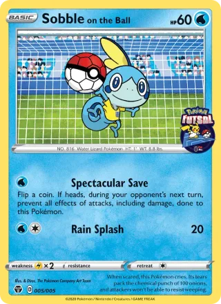 Sobble on the Ball #5 · Pokémon Futsal 2020 Pokémon card