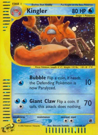 Kingler #15 · Expedition Base Set Pokémon card
