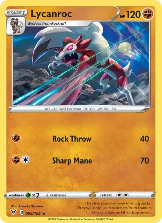 Lycanroc #95 · Vivid Voltage Pokémon card