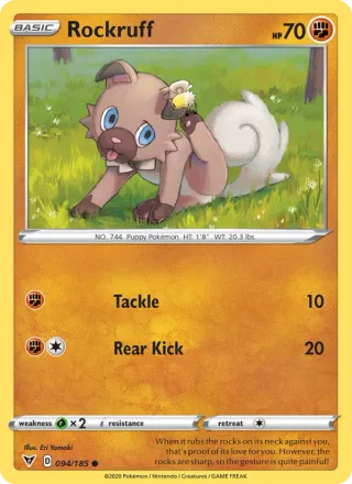 Rockruff #94 · Vivid Voltage Pokémon card