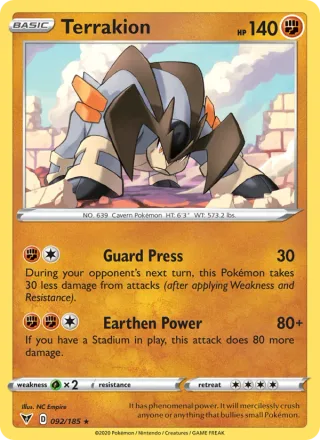 Terrakion #92 · Vivid Voltage Pokémon card