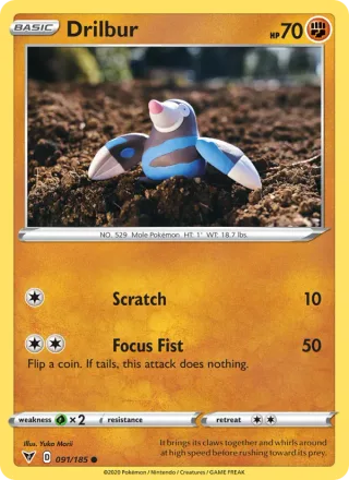 Drilbur #91 · Vivid Voltage Pokémon card