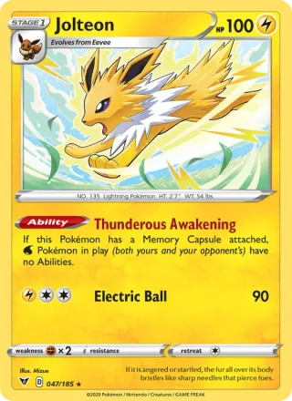 Jolteon #47 · Vivid Voltage Pokémon card