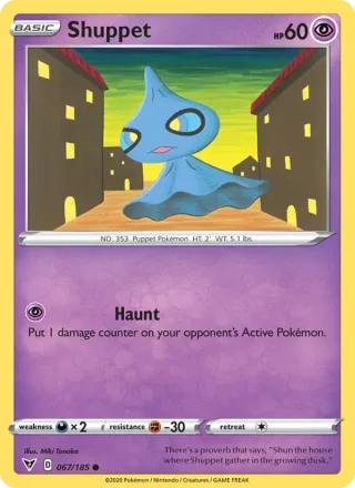 Shuppet #67 · Vivid Voltage Pokémon card