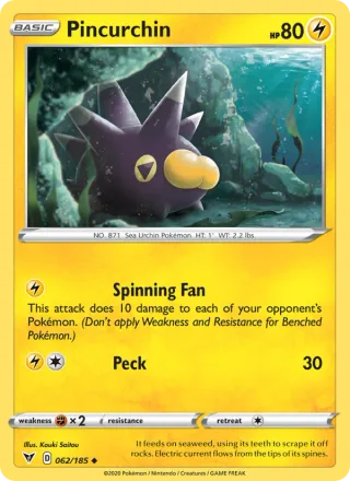 Pincurchin #62 · Vivid Voltage Pokémon card