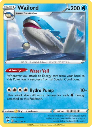 Wailord #32 · Vivid Voltage Pokémon card