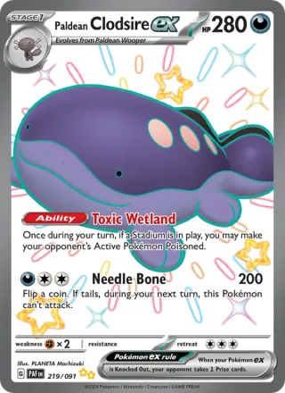Paldean Clodsire ex #219 · Paldean Fates Pokémon card