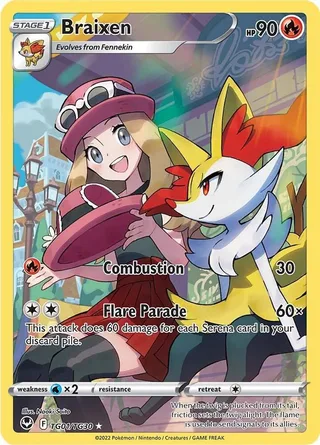 Braixen #TG01 · Silver Tempest Trainer Gallery Pokémon card
