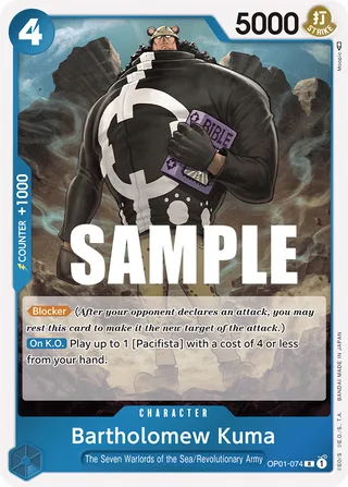 Bartholomew Kuma #OP01-074 · Romance Dawn One Piece card