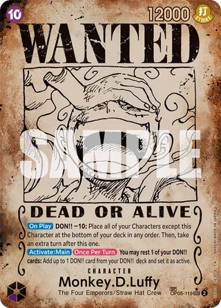 Monkey.D.Luffy (SP) (Gold) #OP05-119-sp-gold · A Fist of Divine Speed One Piece card