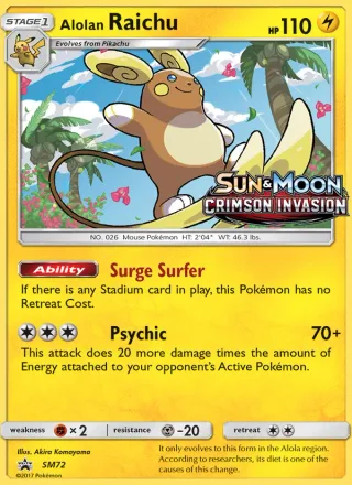 Alolan Raichu #SM72 · SM Black Star Promos Pokémon card