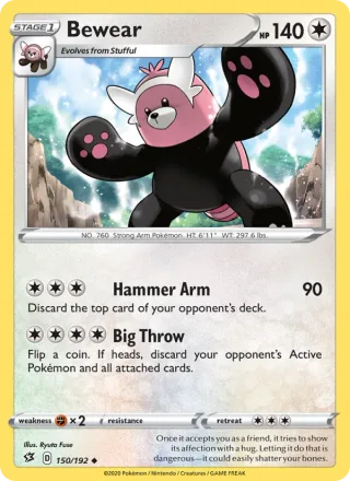 Bewear #150 · Rebel Clash Pokémon card