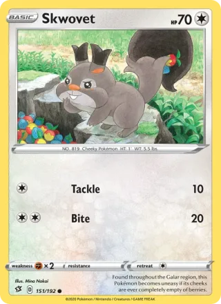 Skwovet #151 · Rebel Clash Pokémon card