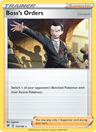 Boss's Orders (Giovanni) #154 · Rebel Clash Pokémon card