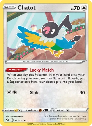 Chatot #142 · Rebel Clash Pokémon card