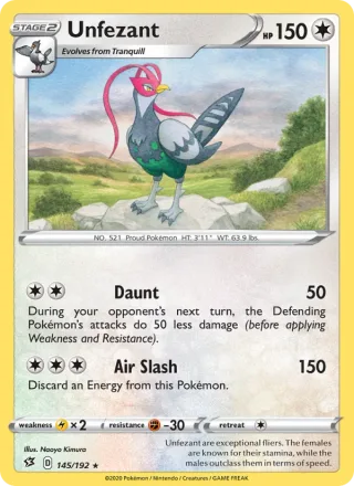 Unfezant #145 · Rebel Clash Pokémon card