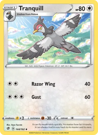 Tranquill #144 · Rebel Clash Pokémon card