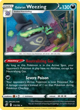Galarian Weezing #113 · Rebel Clash Pokémon card