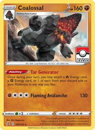 Coalossal #107 · Rebel Clash Pokémon card