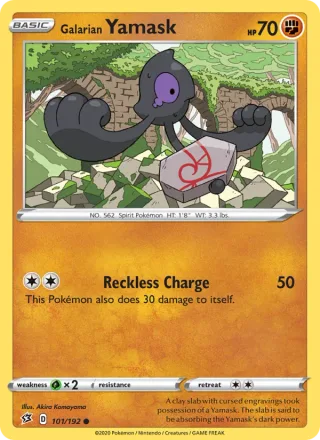 Galarian Yamask #101 · Rebel Clash Pokémon card