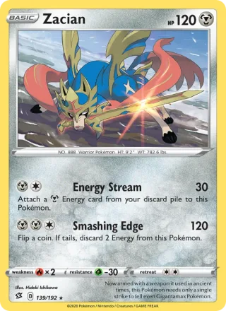Zacian #139 · Rebel Clash Pokémon card