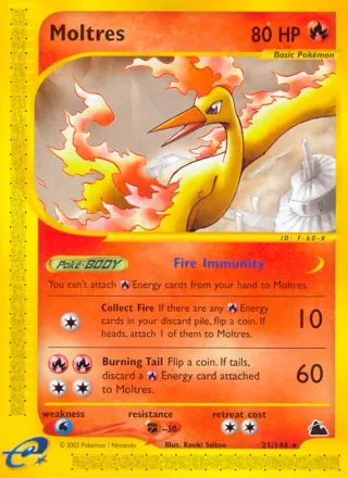 Moltres #21 · Skyridge Pokémon card